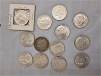 13 Silver Kennedy Half Dollars