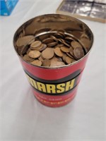 Coffee Tin Full of Wheat Cents