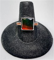 Sterling Large Faceted Watermelon Tourmaline Ring