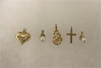 Lot of 5- 14k Gold Charms