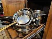 Various Skillets, Stock Pans with lids