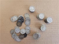 23 Mercury Dimes and 51 Silver Roosevelt Dimes