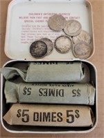 Collection of Silver Mercury and Roosevelt Dimes
