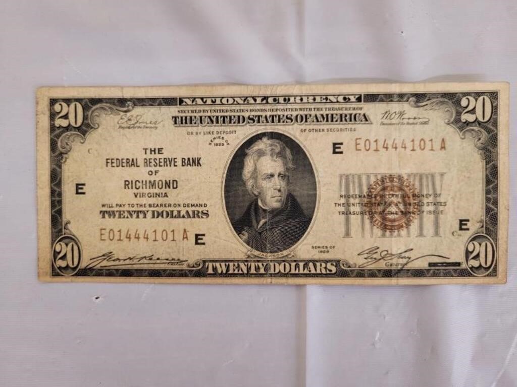 1928 First Federal Bank of Richmond VA $20 Bill