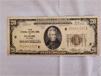 1928 First Federal Bank of Richmond VA $20 Bill