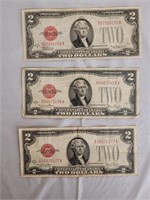 3 - Red Seal $2. Bills