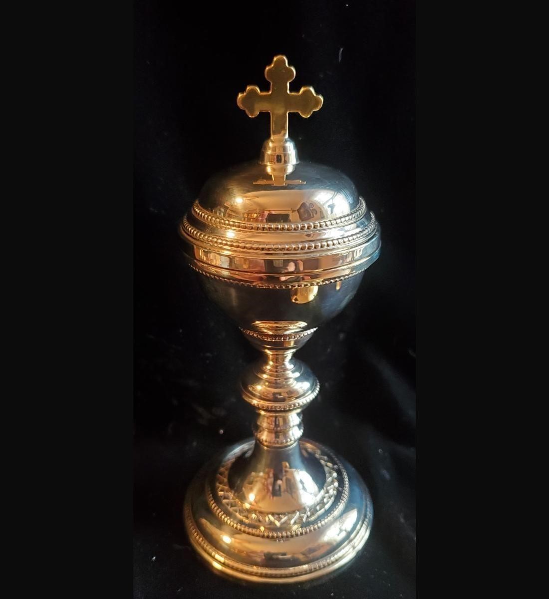 A Very Traditional Traveling Chalice And Ciborium