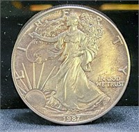 1987 Silver Eagle 1oz Fine $1 Coin, 31.42g