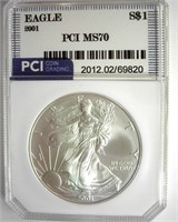 2001 Silver Eagle MS70 LISTS FOR $1200