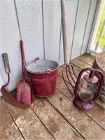 Bucket, Lantern, Garden Tools