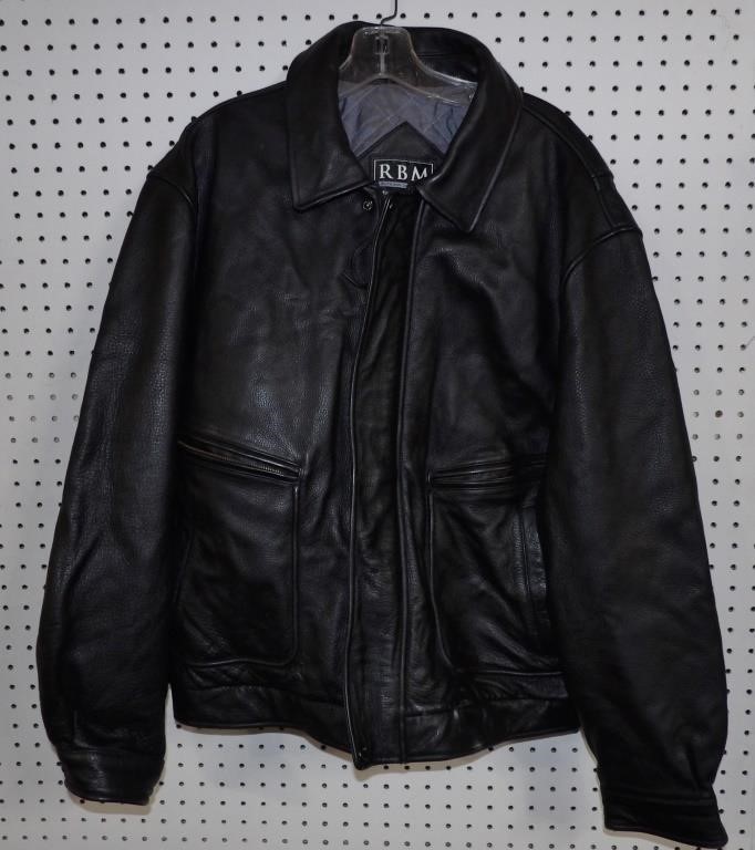 RBM Sz. Large Leather Coat: Like New Condition