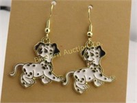 Dalmatians Earrings Gold Tone Sterling Silver