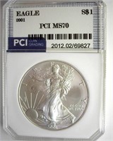2001 Silver Eagle MS70 LISTS FOR $1200