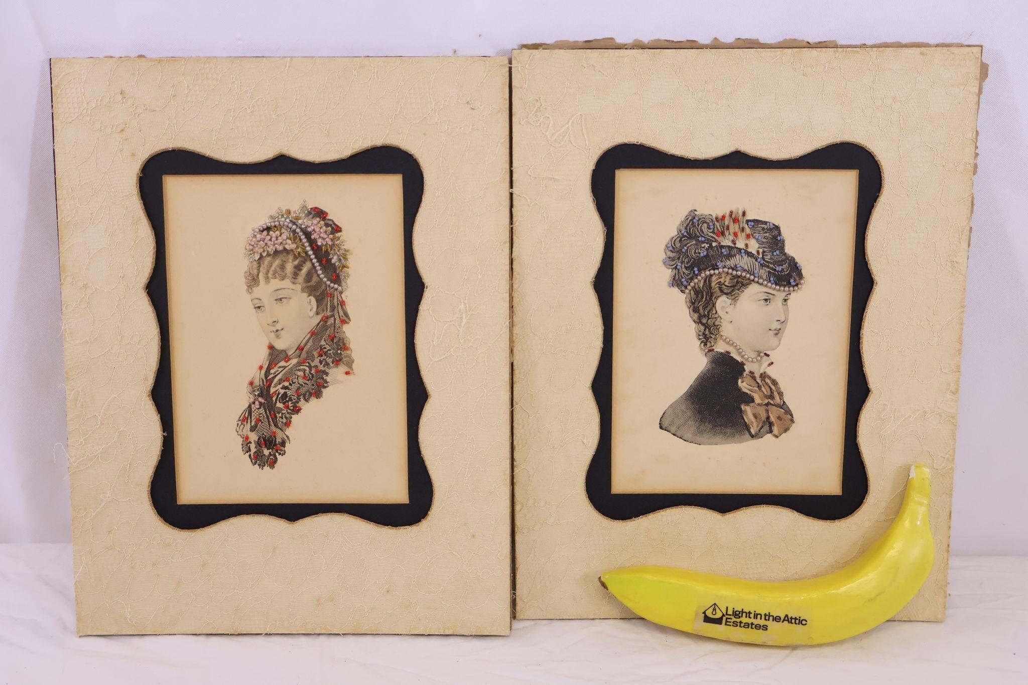 19th C. Art Gravure Jewel & Lace Victorian Prints