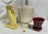 Lot of Vtg Vases Swan Handled USA Pot