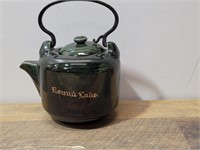 Green Teapot with Metal Handle.