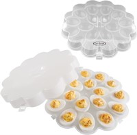 Chef Buddy Deviled Egg Trays with Snap On Lids,