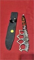 Knuckle buster knife with sheath