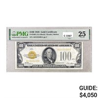 1928 $100 GOLD CERTIFICATE PMG VF25