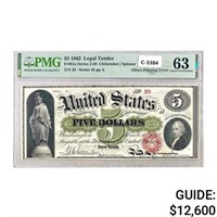 1862 $5 LEGAL TENDER UNITED STATES NOTE GREAT COL
