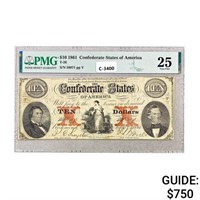 1861 $10 CONFEDERATE STATES OF AMERICA PMG VF25