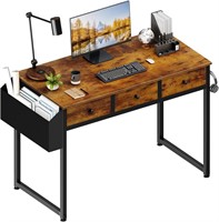 Lufeiya 40 Desk with 3 Drawers  Rustic Brown