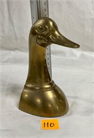 Vtg Heavy Brass Mallard Duck Head Bookend Figurine