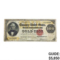 1882 $100 BENTON GOLD CERT. NOTE VF