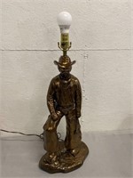 "The Rounder" Painted Plaster Cowboy Lamp