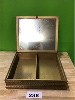 Antique Wooden Jewelry Box with Mirror