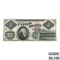 1862 $2 TWO DOLLARS LT UNITED STATES NOTE AU