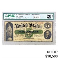 1861 $5 DEMAND NOTE PHILADELPHIA, PA PMG VF20