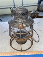 N & W, RY metal lantern with glass globe