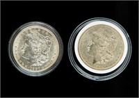 Coin 2 Morgan Silver Dollars-1882-O+1897-P/AU