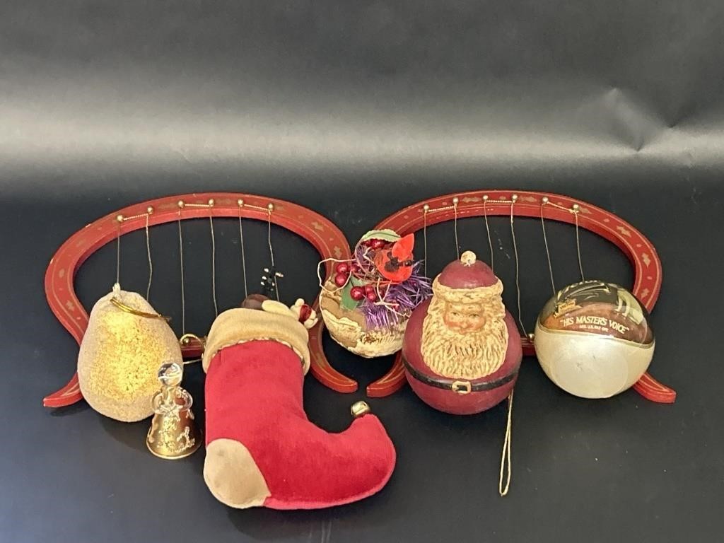 Christmas Decorations, Harp, Ornaments, Stocking