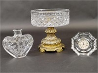 Waterford Crystal Clock & Heart, Footed Compote