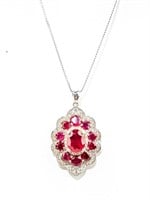 Jewelry Sterling Silver Ruby Pendant Necklace