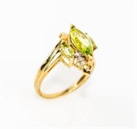 Jewelry 10kt Yellow Gold Peridot & Diamond Ring