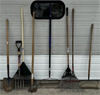 Rakes, Pitch Fork, Shovel, Garden Hoe