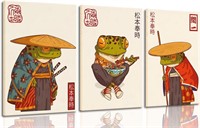 3Pcs Vintage Japanese Frog Wall Art Cute Funny Jap