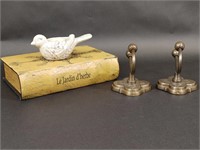 Faux Book, Bird Candle Holder, & Towel Hangers
