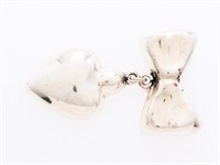 Sterling Silver Heart/Bow Pin