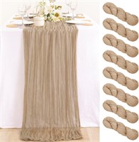 8 Pack of 10ft Nude Cheesecloth Table Runner 35x12