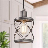 Modern Gray Mini Pendant Light W/ Dark Pewter Drum