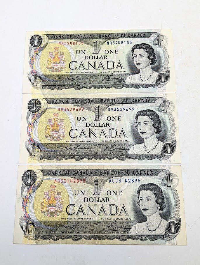 1973 1$ Canadian Bills Lot Of 3 Mint