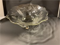 Etched Glass footed bowl