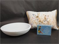 Bunny Pillow, Avon Soaps, And Bowl