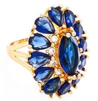 Custom Ring -Pear Cut Saphire Blue Gemstones, Marq