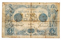Bank of France 1912 CINQ FRANCS