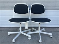 Two Orfjall Ikea Black White Swivel Office Chairs